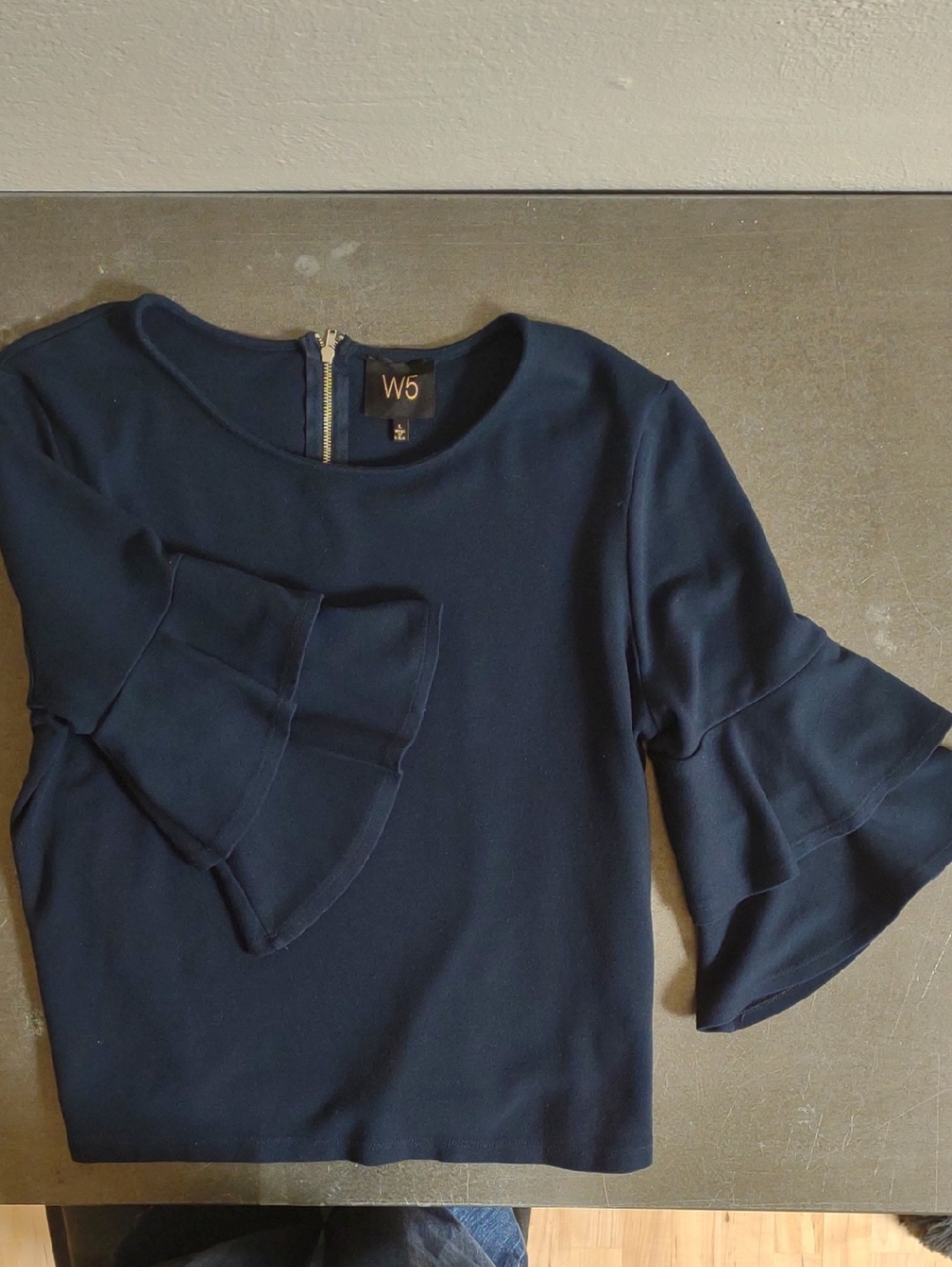 Anthropologie Tops | Anthropologie W5 Blue Rayon Blend Ruffled Bell Sleeve Top